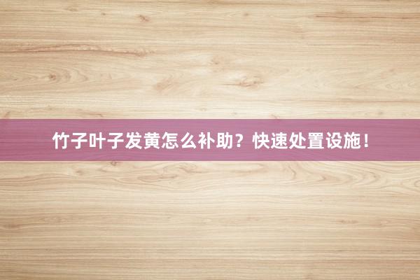 竹子叶子发黄怎么补助？快速处置设施！